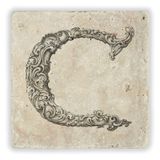 Oscar Stone Decor Ç Harfi Doğaltaş Bardak Altlığı
