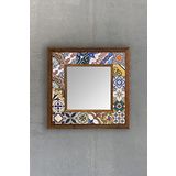 Oscar Stone Decor Çerçeveli Mozaik Doğaltaş Ayna 33 Cm X 33 Cm Tıle Desen