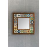 Oscar Stone Decor Çerçeveli Mozaik Doğaltaş Ayna 33 cm X 33 cm