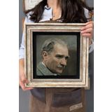 Oscar Stone Decor Çerçeveli Tablo Taş Duvar Dekoru 30 X 30 Cm Atatürk Portresi CDD3030-918