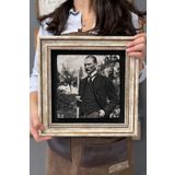 Oscar Stone Decor Çerçeveli Tablo Taş Duvar Dekoru 30 X 30 Cm Atatürk Sigara İçerken