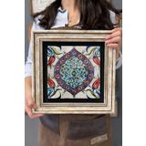 Oscar Stone Decor Çerçeveli Tablo Taş Duvar Dekoru 30 X 30 Cm Çini Seramik Desenli Mermer Tablo CDD3030-259