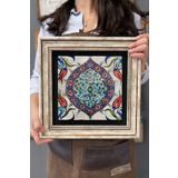Oscar Stone Decor Çerçeveli Tablo Taş Duvar Dekoru 30 X 30 Cm Çini Seramik Desenli Mermer Tablo