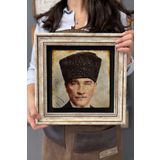 Oscar Stone Decor Çerçeveli Tablo Taş Duvar Dekoru 30 X 30 Cm Eskitme Atatürk Kalpaklı CDD3030-920