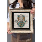 Oscar Stone Decor Çerçeveli Tablo Taş Duvar Dekoru 30 X 30 Cm Fatma Ana Eli Balık Desenli