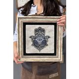 Oscar Stone Decor Çerçeveli Tablo Taş Duvar Dekoru 30 X 30 Cm Fatma Ana Eli Ebru Çizimi