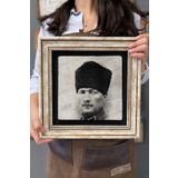 Oscar Stone Decor Çerçeveli Tablo Taş Duvar Dekoru 30 X 30 Cm Kalpaklı Atatürk CDD3030-913