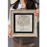 Oscar Stone Decor Çerçeveli Tablo Taş Duvar Dekoru 30 X 30 Cm Kelebek Ve Çiçek Ağacı CDD3030-1327