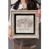Oscar Stone Decor Çerçeveli Tablo Taş Duvar Dekoru 30 X 30 Cm Kelebek ve Çiçek Ağacı Kalp Şeklinde