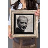 Oscar Stone Decor Çerçeveli Tablo Taş Duvar Dekoru 30 X 30 Cm Mustafa Kemal Atatürk