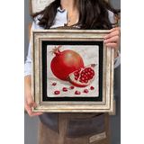 Oscar Stone Decor Çerçeveli Tablo Taş Duvar Dekoru 30 X 30 Cm Nar Çizimli Özel Tablo
