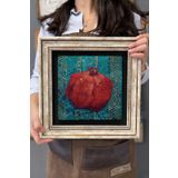 Oscar Stone Decor Çerçeveli Tablo Taş Duvar Dekoru 30 X 30 Cm Nar Temalı Özel Çizim