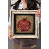 Oscar Stone Decor Çerçeveli Tablo Taş Duvar Dekoru 30 X 30 Cm Nar Üzerine Yazılı Bereket Duası CDD3030-1104