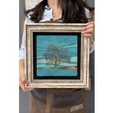 Oscar Stone Decor Çerçeveli Tablo Taş Duvar Dekoru 30 X 30 Cm Nazar Boncuğu Ağacı