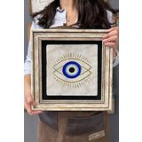Oscar Stone Decor Çerçeveli Tablo Taş Duvar Dekoru 30 X 30 Cm Nazar Boncuğu Göz Tablosu