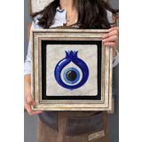 Oscar Stone Decor Çerçeveli Tablo Taş Duvar Dekoru 30 X 30 Cm Nazar Boncuğu Nar Tablosu