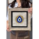 Oscar Stone Decor Çerçeveli Tablo Taş Duvar Dekoru 30 X 30 Cm Nazar Boncuğu Tablosu CDD3030-1511