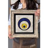 Oscar Stone Decor Çerçeveli Tablo Taş Duvar Dekoru 30 X 30 Cm Nazar Boncuğu Temalı