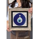 Oscar Stone Decor Çerçeveli Tablo Taş Duvar Dekoru 30 X 30 Cm Nazar Boncuğu