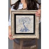 Oscar Stone Decor Çerçeveli Tablo Taş Duvar Dekoru 30 X 30 Cm Nazar Boncuklu Ağaç