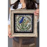 Oscar Stone Decor Çerçeveli Tablo Taş Duvar Dekoru 30 X 30 Cm Seramik Çiçek Tablosu