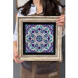 Oscar Stone Decor Çerçeveli Tablo Taş Duvar Dekoru 30 X 30 Cm Seramik Çini Çizimi
