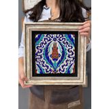 Oscar Stone Decor Çerçeveli Tablo Taş Duvar Dekoru 30 X 30 Cm Seramik Çini Desenli