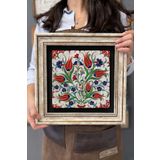 Oscar Stone Decor Çerçeveli Tablo Taş Duvar Dekoru 30 X 30 Cm Seramik Çini Tasarımlı CDD3030-193