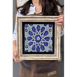 Oscar Stone Decor Çerçeveli Tablo Taş Duvar Dekoru 30 X 30 Cm Seramik Çini Tasarımlı CDD3030-209