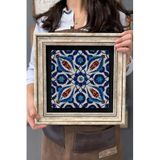 Oscar Stone Decor Çerçeveli Tablo Taş Duvar Dekoru 30 X 30 Cm Seramik Çini Tasarımlı Porselen Desen CDD3030-246