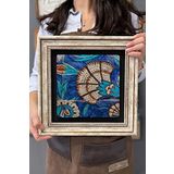 Oscar Stone Decor Çerçeveli Tablo Taş Duvar Dekoru 30 X 30 Cm Seramik Çini Tasarımlı Porselen Desen
