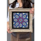 Oscar Stone Decor Çerçeveli Tablo Taş Duvar Dekoru 30 X 30 Cm Seramik Çini Tasarımlı Porselen