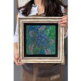 Oscar Stone Decor Çerçeveli Tablo Taş Duvar Dekoru 30 X 30 Cm Su Kaplumbağası Seramik