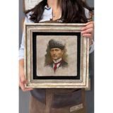 Oscar Stone Decor Çerçeveli Tablo Taş Duvar Dekoru 30 X 30 Cm Suluboya Çizim Atatürk CDD3030-921
