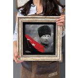 Oscar Stone Decor Çerçeveli Tablo Taş Duvar Dekoru 30 X 30 Cm Türk Bayrağı Ve Atatürk CDD3030-916