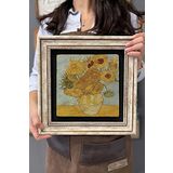 Oscar Stone Decor Çerçeveli Tablo Taş Duvar Dekoru 30 X 30 Cm Van Gogh Saksıda Ay Çiçekleri