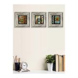 Oscar Stone Decor Çerçeveli Taş Baskılı Duvar Tablosu Seti ( 20 x 20 cm) 3 lü set -Oscar Stone Decor 3CDD-40-097
