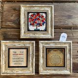 Oscar Stone Decor Çerçeveli Taş Duvar Dekoru 20 x 20 cm 3 lü set Nar Ağacı Bereket ve Nazar Duası