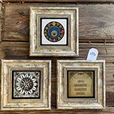 Oscar Stone Decor Çerçeveli Taş Duvar Dekoru 20 x 20 cm 3lü set Desen Nazar Boncuğu ve Duası