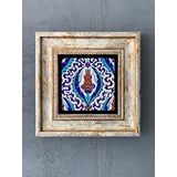 Oscar Stone Decor Çerçeveli Taş Duvar Dekoru 20 x 20 cm İZNİK ÇİNİ LALE DESEN
