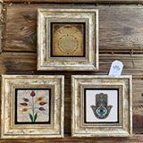 Oscar Stone Decor Çerçeveli Taş Duvar Dekoru 20x20 cm 3 lü set Fatma Ana Bereket Duası Ebruli Çiçek