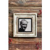Oscar Stone Decor Çerçeveli Taş Duvar Dekoru Tablo 20 cm X 20 cm Atatürk Fotoğrafı CDD1-40-905