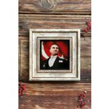 Oscar Stone Decor Çerçeveli Taş Duvar Dekoru Tablo 20 cm x 20 cm Atatürk Fotoğrafı CDD1-40-908