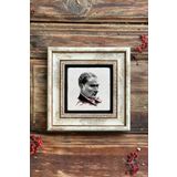 Oscar Stone Decor Çerçeveli Taş Duvar Dekoru Tablo 20 cm x 20 cm Atatürk Fotoğrafı CDD1-40-914