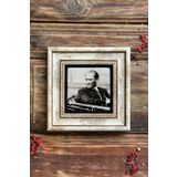 Oscar Stone Decor Çerçeveli Taş Duvar Dekoru Tablo 20cm x 20cm Atatürk Fotoğrafı CDD1-40-910