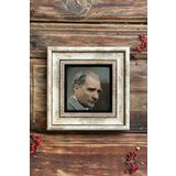 Oscar Stone Decor Çerçeveli Taş Duvar Dekoru Tablo 20cm X 20cm Atatürk Fotoğrafı CDD1-40-918