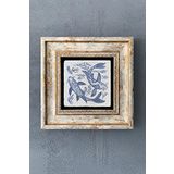 Oscar Stone Decor Çerçeveli Taş Duvar Dekoru Tablo 20cm x 20cm Mavi Balık/Blue Fish