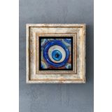 Oscar Stone Decor Çerçeveli Taş Duvar Dekoru Tablo 20cm X 20cm Nazar Boncuğu / Evil Eye Bead CDD1-40-1481