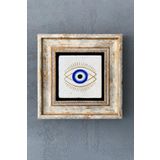 Oscar Stone Decor Çerçeveli Taş Duvar Dekoru Tablo 20cm X 20cm Nazar Boncuğu Göz / Evil Eye Bead CDD1-40-1503