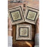 Oscar Stone Decor Çerçeveli Taş Duvar Dekoru Tablo 20X20 Cm 3'Lü Set Allah 3Cdd-414-3